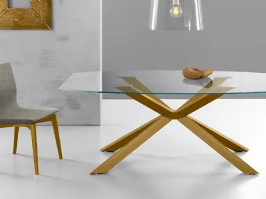 Sedia imbottita moderna in legno dorato Cassandra Oro di Eurosedia