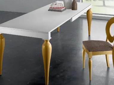 Sedia in legno imbottita rivestita in tessuto Giulietta Oro di Eurosedia
