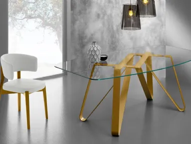 Sedia imbottita Tecla Poltrona Oro rivestita in tessuto di Eurosedia