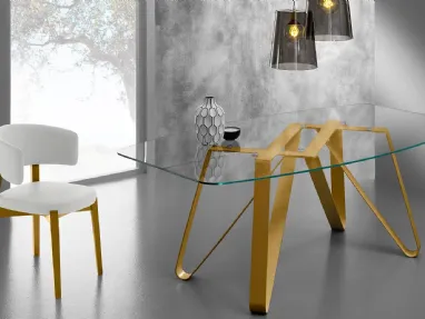 Tavolo Axel Oro in metallo e vetro di design di Eurosedia