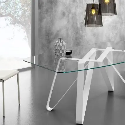 Tavolo di design in vetro e metallo Axel di Eurosedia