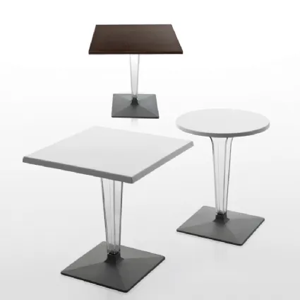 Tavolo Ice con top in laminato, struttura in policarbonato e base in ghisa di Eurosedia