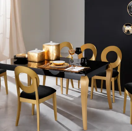 Tavolo in stile classico in laminato e metallo Impero Oro di Eurosedia
