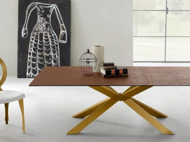 Tavolo fisso in legno di design Mikado Oro di Eurosedia