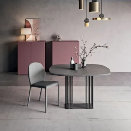 Tavolo di design da 4 posti con piano in marmo Sambuco di Orme