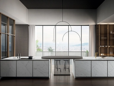 Cucina Moderna con penisola Kronos 01 in laminam di Arredo3