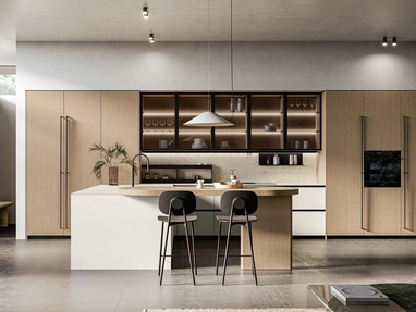 Cucina Moderna con isola Asia 01 in laccato e legno di Arredo3