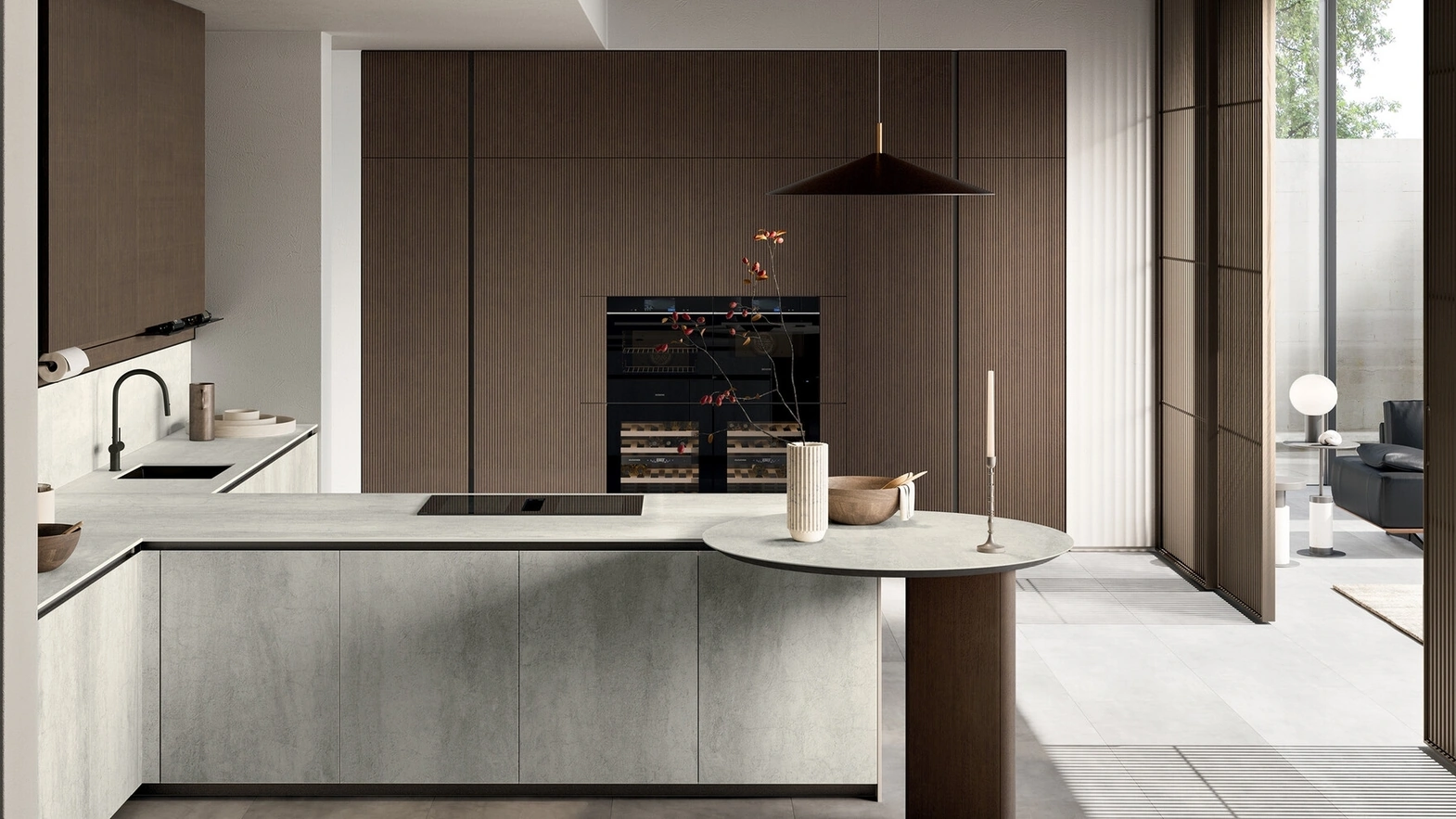 Cucina Moderna con penisola Glass 01 di Arredo3