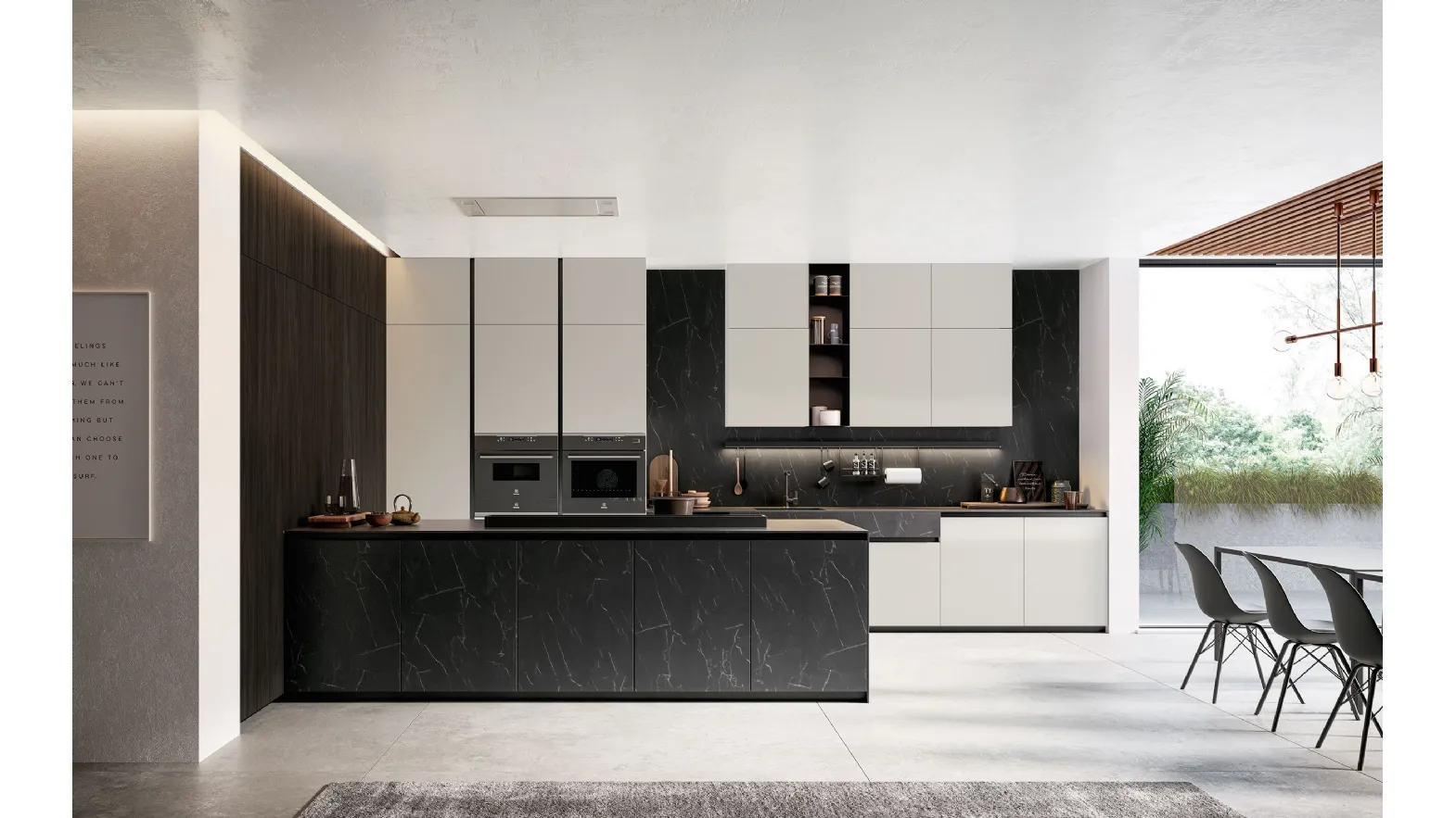 Cucina Moderna Glass 2 0 03 con penisola di Arredo3