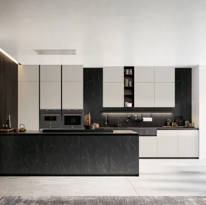 Cucina Moderna Glass 2 0 03 con penisola di Arredo3