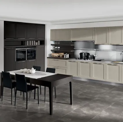 Cucina Moderna lineare Itaca in Frassino massello decapè e laccato a poro aperto di Arredo3