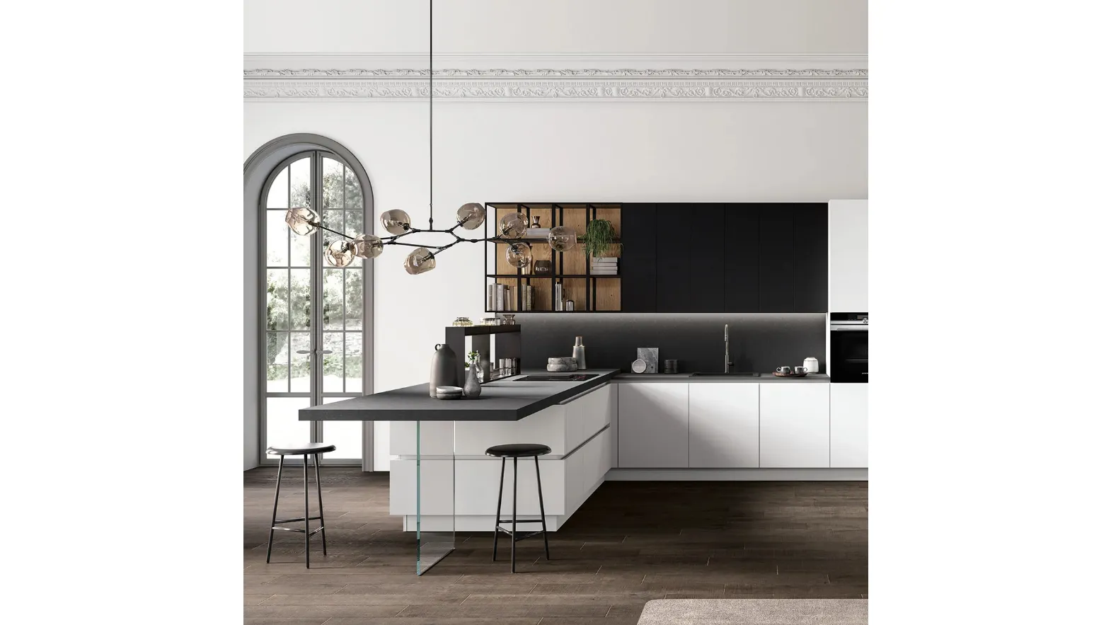 Cucina Moderna Time 07 con penisola di Arredo3