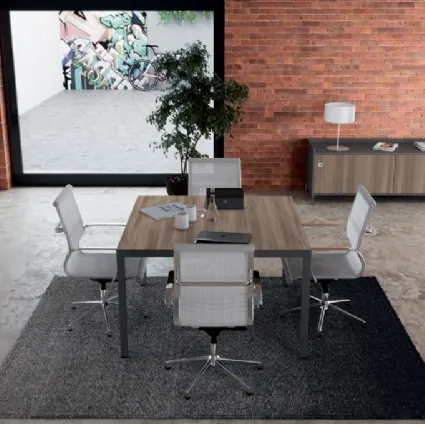 Scrivania Direzionale quadrata in melaminico effetto legno e struttura in metallo D1 09 di Colombini Office