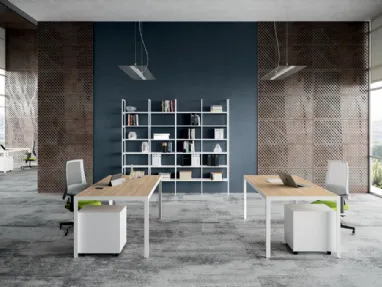 Scrivania Operativa D1 06 in melaminico effetto legno e struttura in metallo di Colombini Office